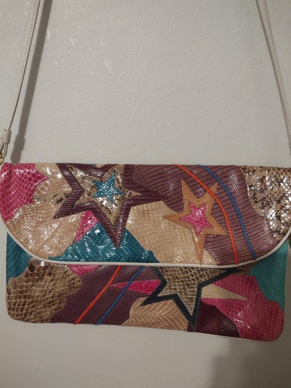 Clemente Crossbody Bag Womens Medium Multicolor Star Applique Leather Purse